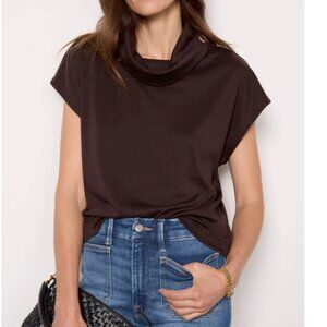 Evereve Gia Cowl Neck Top -Dark Brown-Size Large